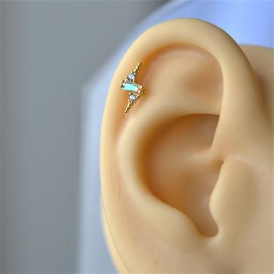 Gold Cerrahi Çelik Şimşek Modelli Piercing Helix Lob Kıkırdak Tragus