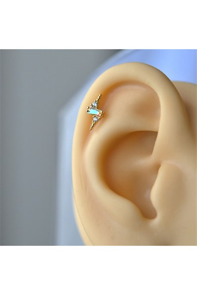 Gold Cerrahi Çelik Şimşek Modelli Piercing Helix Lob Kıkırdak Tragus
