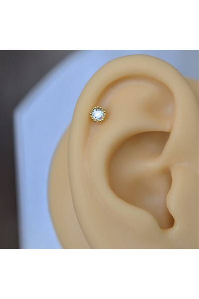 Gold Cerrahi Çelik Tektaş Piercing Helix Lob Kıkırdak Tragus