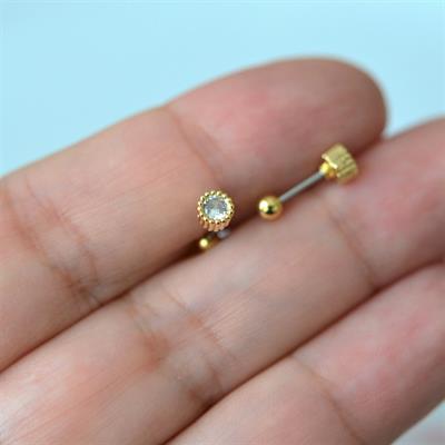 Gold Cerrahi Çelik Tektaş Piercing Helix Lob Kıkırdak Tragus