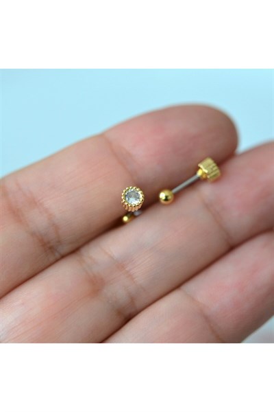 Gold Cerrahi Çelik Tektaş Piercing Helix Lob Kıkırdak Tragus