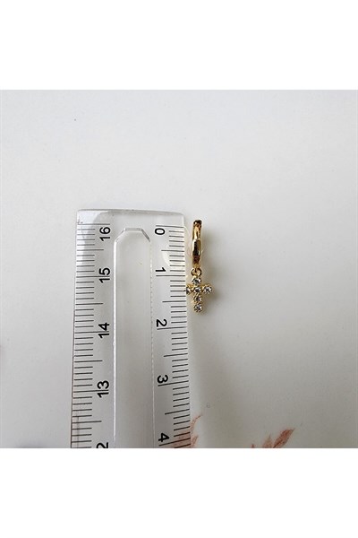 Gold Haç Piercing Tragus Helix Kıkırdak Zirkon Cross Piercing