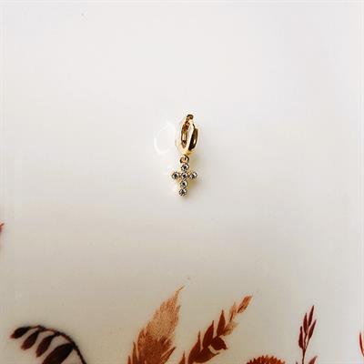 Gold Haç Piercing Tragus Helix Kıkırdak Zirkon Cross Piercing
