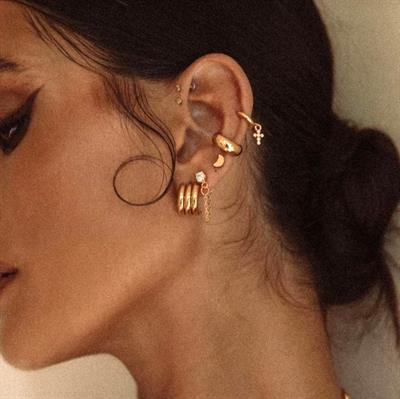 Gold Haç Piercing Tragus Helix Kıkırdak Zirkon Cross Piercing