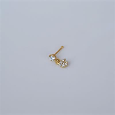 Gold Kaplama 925 Ayar Gümüş Çiçek Sallantılı Burun Hızma Piercing