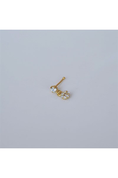 Gold Kaplama 925 Ayar Gümüş Çiçek Sallantılı Burun Hızma Piercing