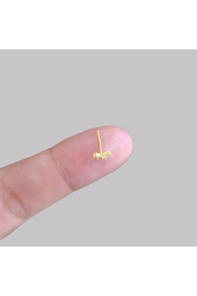 Gold Kaplama Taşlı Kelebek Figürlü Gümüş Hızma