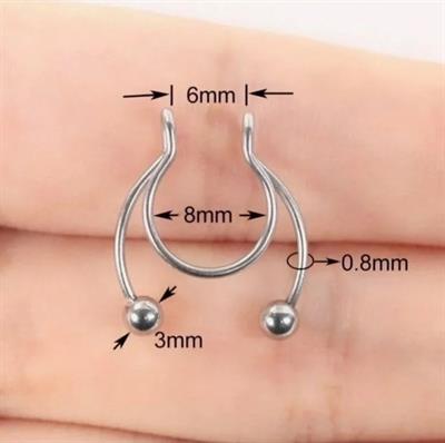 Gold Renk 316 L Paslanmaz Çelik Fake Piercing Sıkıştırmalı Labret Piercing Delik Gerektirmez