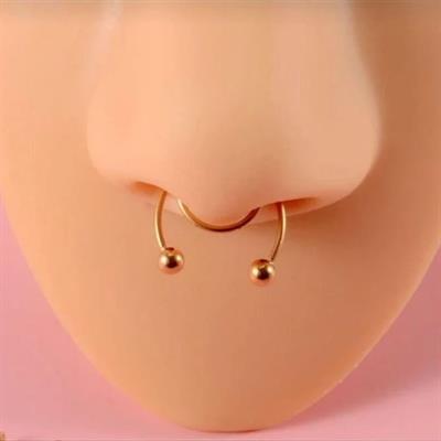 Gold Renk 316 L Paslanmaz Çelik Fake Piercing Sıkıştırmalı Labret Piercing Delik Gerektirmez