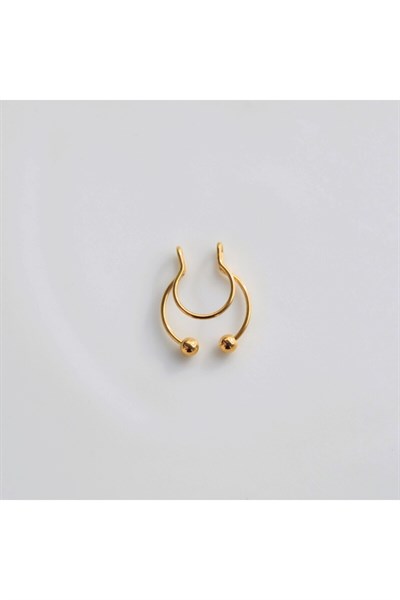 Gold Renk 316 L Paslanmaz Çelik Fake Piercing Sıkıştırmalı Labret Piercing Delik Gerektirmez