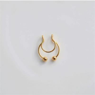 Gold Renk 316 L Paslanmaz Çelik Fake Piercing Sıkıştırmalı Labret Piercing Delik Gerektirmez