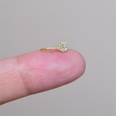 Gold Renk 925 Ayar Gümüş Delik Gerektirmeyen Sıkıştırmalı Kalp Hızma