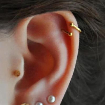 Gold Renk Cerrahi Çelik Spiral Piercing Kulak Dudak Burun Kaş Kıvrımlı Piercing