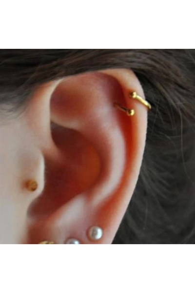 Gold Renk Cerrahi Çelik Spiral Piercing Kulak Dudak Burun Kaş Kıvrımlı Piercing