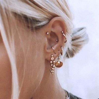 Gold Renk Cerrahi Çelik Spiral Piercing Kulak Dudak Burun Kaş Kıvrımlı Piercing