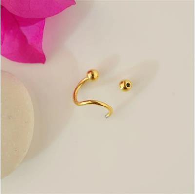Gold Renk Cerrahi Çelik Spiral Piercing Kulak Dudak Burun Kaş Kıvrımlı Piercing