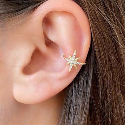 Gold Renk Kuzey Yıldızı Earcuff Kutup Yıldızı Sıkıştırma Kıkırdak Küpesi