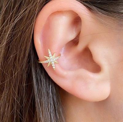Gold Renk Kuzey Yıldızı Earcuff Kutup Yıldızı Sıkıştırma Kıkırdak Küpesi