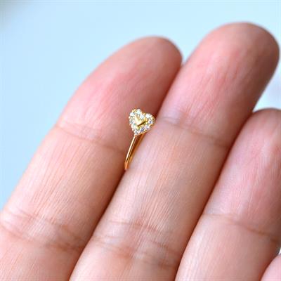 Gold Renkli Gümüş Delik Gerektirmeyen Sıkıştırmalı Kalp Hızma