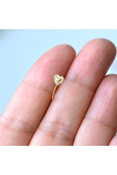 Gold Renkli Gümüş Delik Gerektirmeyen Sıkıştırmalı Kalp Hızma