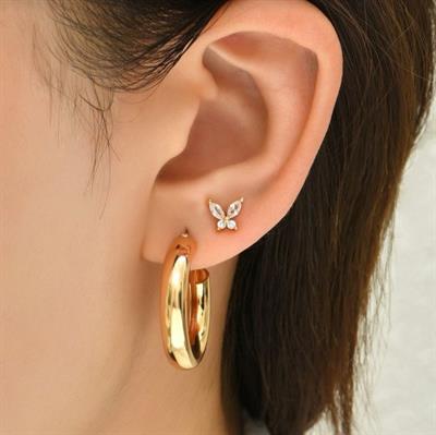 Gold Renkli Kelebek Helix Piercing Tragus Lob Conch 8 mm