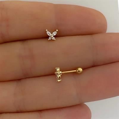 Gold Renkli Kelebek Helix Piercing Tragus Lob Conch 8 mm