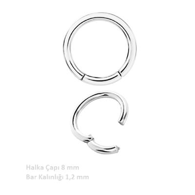 Gümüş Renk 316 L Çelik Küçük Düz Halka Göbek Piercingi 8 mm