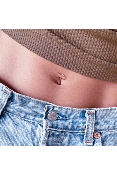 Gümüş Renk 316 L Çelik Küçük Düz Halka Göbek Piercingi 8 mm