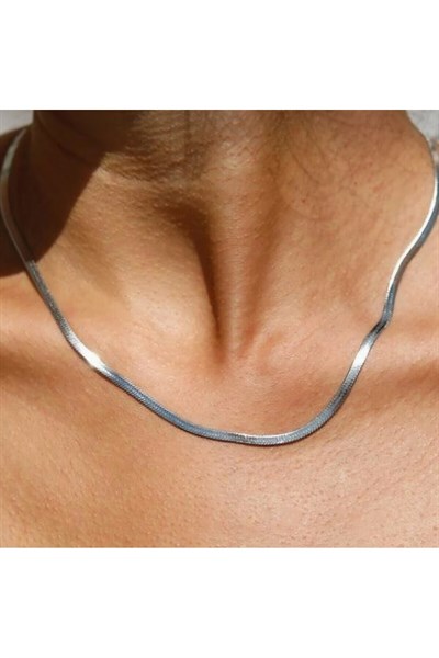 Gümüş Renk Bileklik Kolye Takım Set İtalyan Ezme Çelik Zincir Kolye Bileklik İkili Set Unisex Ürün
