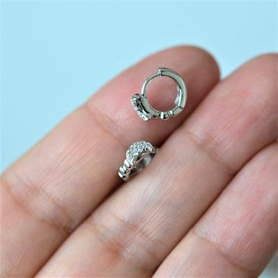 Gümüş Renk Cerrahi Çelik Ay Modelli Halka Tragus Piercing Helix Lob Kıkırdak