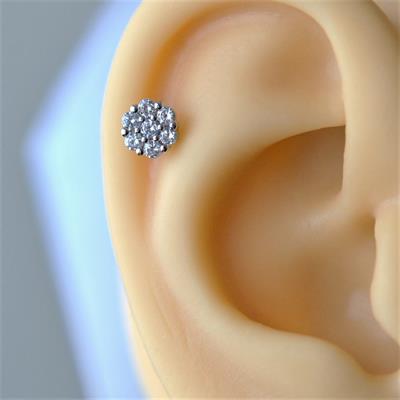 Gümüş Renk Cerrahi Çelik Çiçek Piercing Helix Lob Kıkırdak Tragus