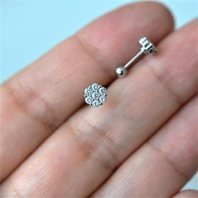 Gümüş Renk Cerrahi Çelik Çiçek Piercing Helix Lob Kıkırdak Tragus