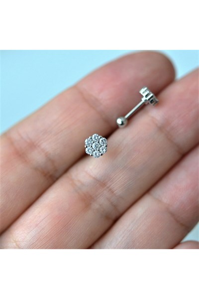 Gümüş Renk Cerrahi Çelik Çiçek Piercing Helix Lob Kıkırdak Tragus