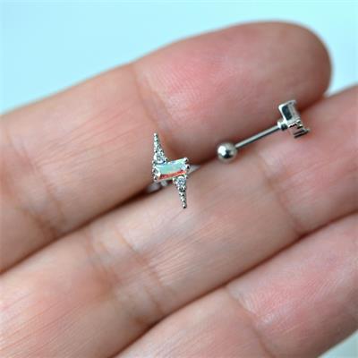 Gümüş Renk Cerrahi Çelik Şimşek Modelli Piercing Helix Lob Kıkırdak Tragus