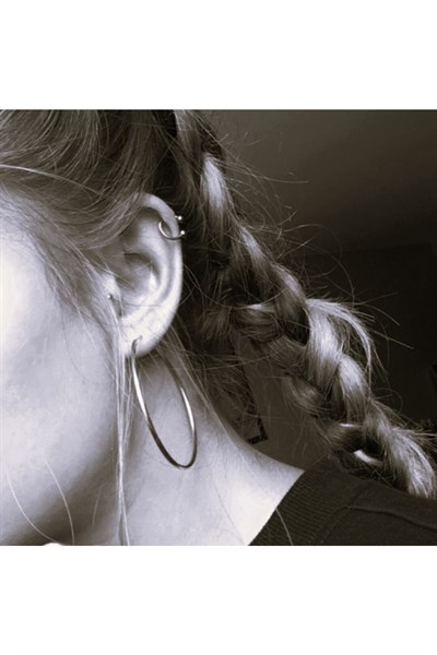 Gümüş Renk Cerrahi Çelik Toplu Piercing 10 Mm Helix Lob Conch Daith