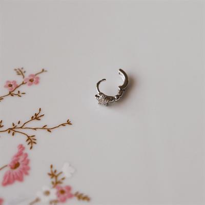Gümüş Renk Cerrahi Çelik Yıldız Modelli Halka Tragus Piercing Helix Lob Kıkırdak