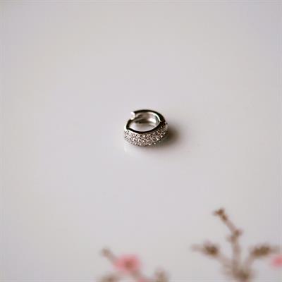Gümüş Renkli Taşlı Bombeli Halka Tragus Piercing Helix