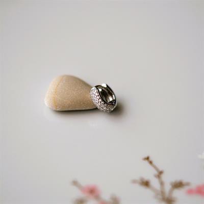 Gümüş Renkli Taşlı Bombeli Halka Tragus Piercing Helix