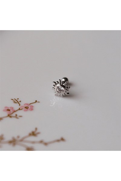 Güneş Model Helix Piercing Kıkırdak Cerrahi Çelik Gümüş Renk