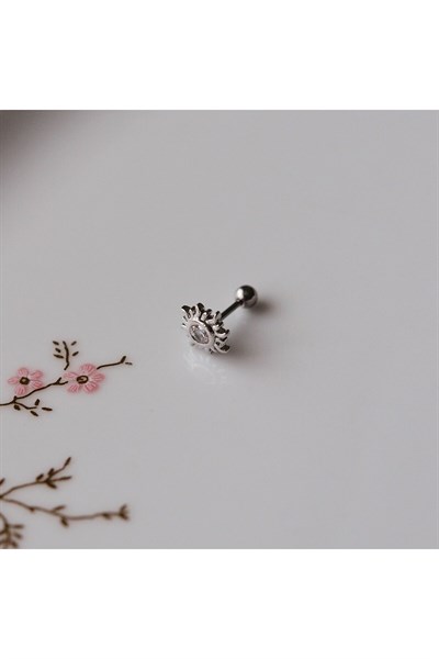 Güneş Model Helix Piercing Kıkırdak Cerrahi Çelik Gümüş Renk