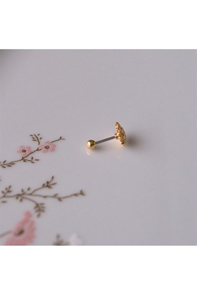 Güneş Model Helix Piercing Kıkırdak Cerrahi Çelik Gold Renk