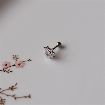 Güneş Model Helix Piercing Kıkırdak Cerrahi Çelik Gümüş Renk