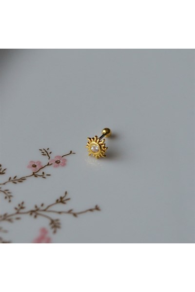 Güneş Model Helix Piercing Kıkırdak Cerrahi Çelik Gold Renk