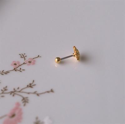 Güneş Model Helix Piercing Kıkırdak Cerrahi Çelik Gold Renk