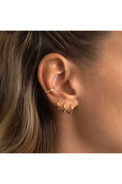 Günlük Kullanım Düz Earcuff Sıkıştırmalı Kıkırdak Küpesi