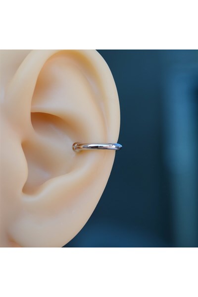 Günlük Kullanım Düz Silver Earcuff Sıkıştırmalı Kıkırdak küpesi