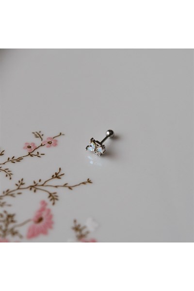 Hologram Çiçek Helix Piercing Kıkırdak Cerrahi Çelik Gümüş Renk