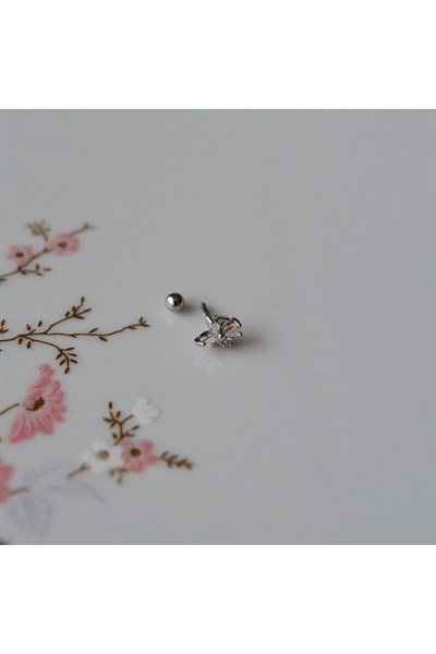 Hologram Çiçek Helix Piercing Kıkırdak Cerrahi Çelik Gümüş Renk