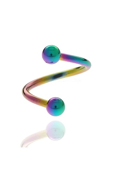 Hologram Renkli Renk Cerrahi Çelik Spiral Piercing Kulak Dudak Burun Kaş Kıvrımlı Piercing