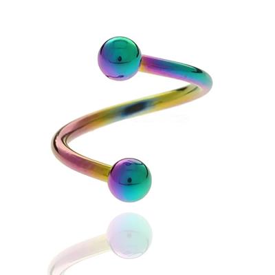 Hologram Renkli Renk Cerrahi Çelik Spiral Piercing Kulak Dudak Burun Kaş Kıvrımlı Piercing